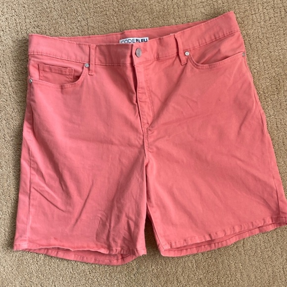 Code Bleu Chelsea High Rise‎ 5 Pocket Stretch Denim Shorts - Size 14 - Orange - Picture 1 of 7
